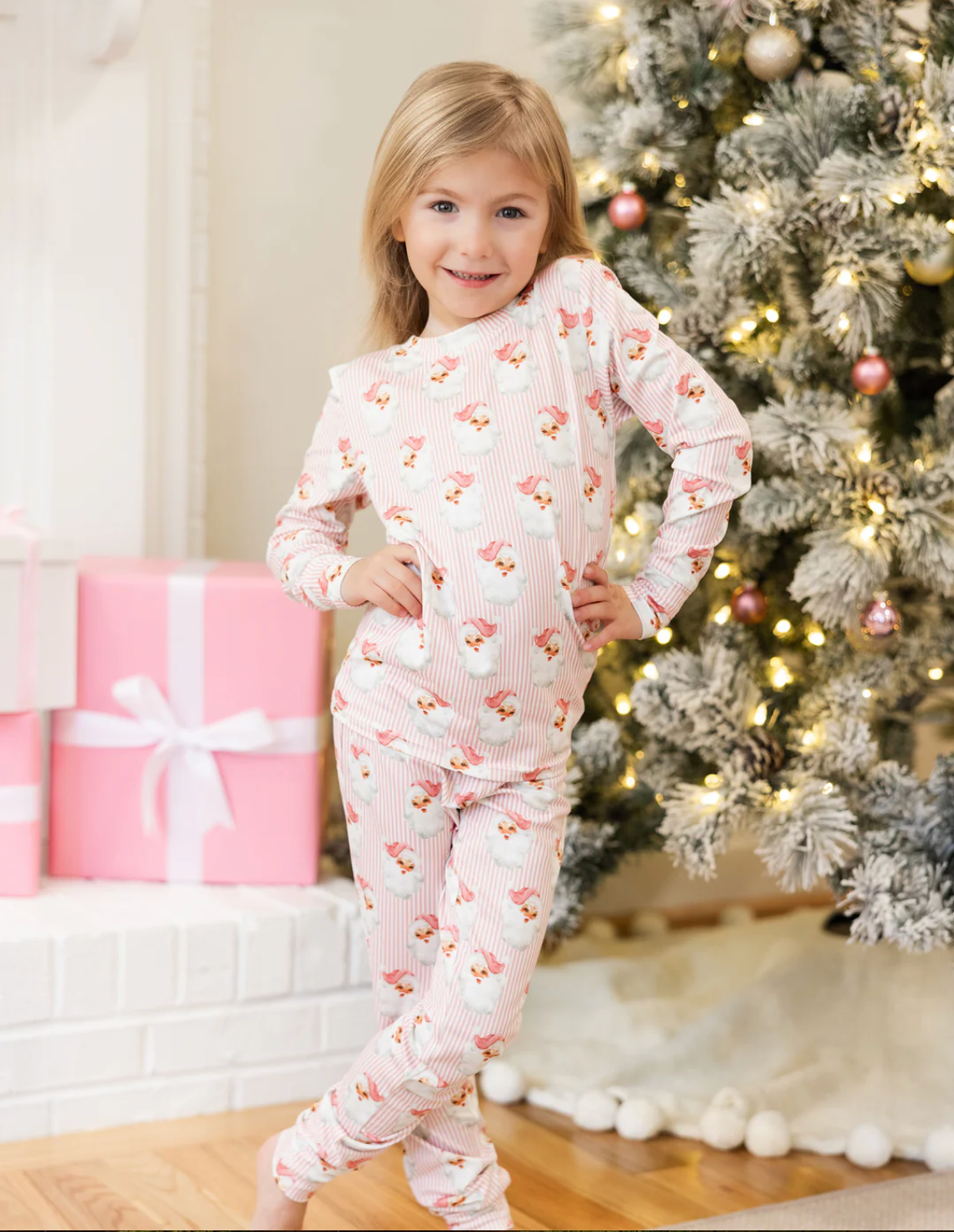 Vintage Santa PJs- Pink