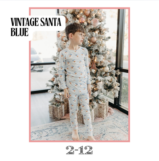 Vintage Santa PJs- Blue