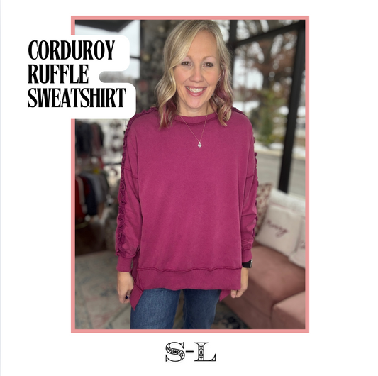 Corduroy Ruffle Sweatshirt