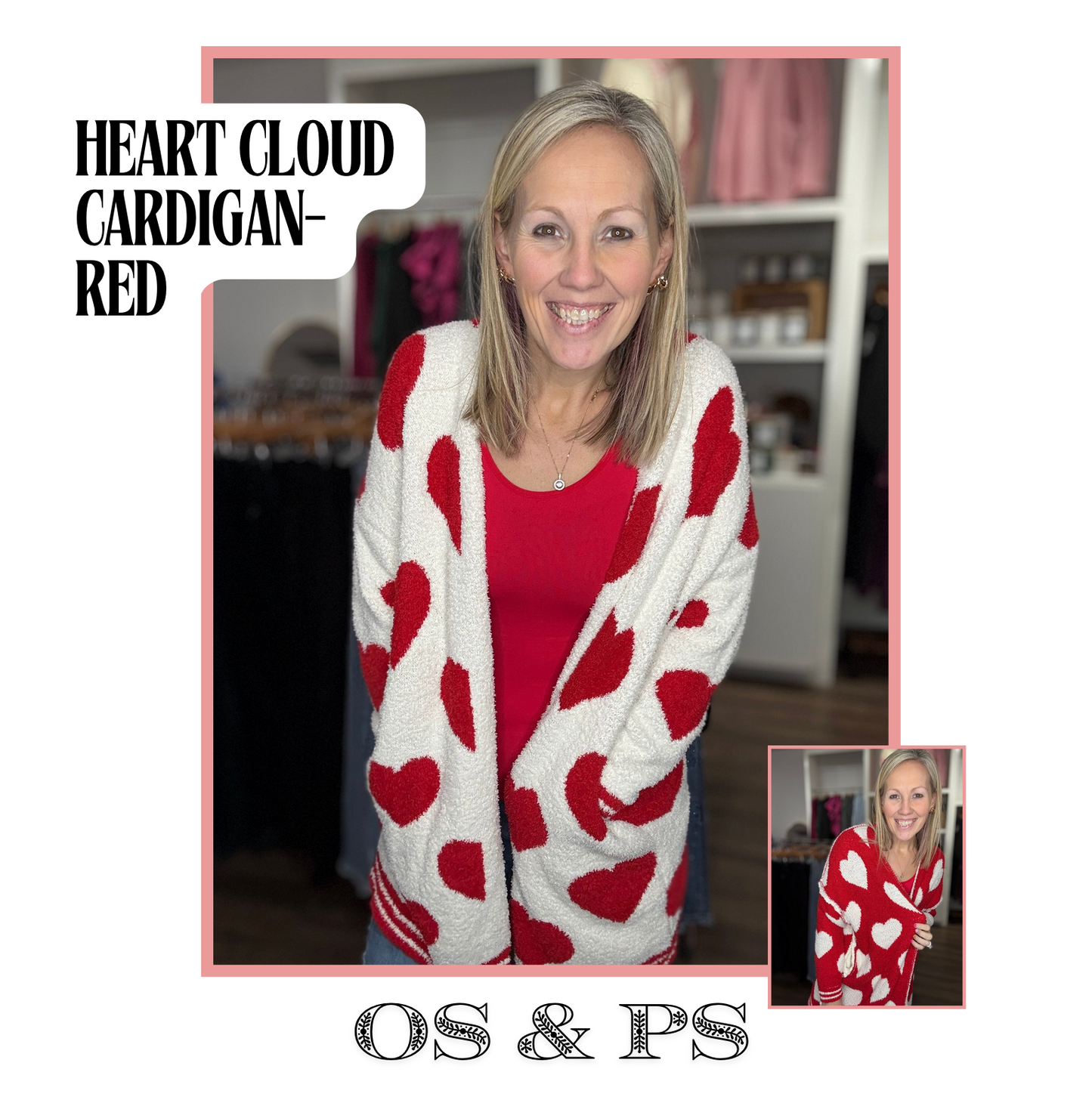 Heart Cloud Cardigan-Red