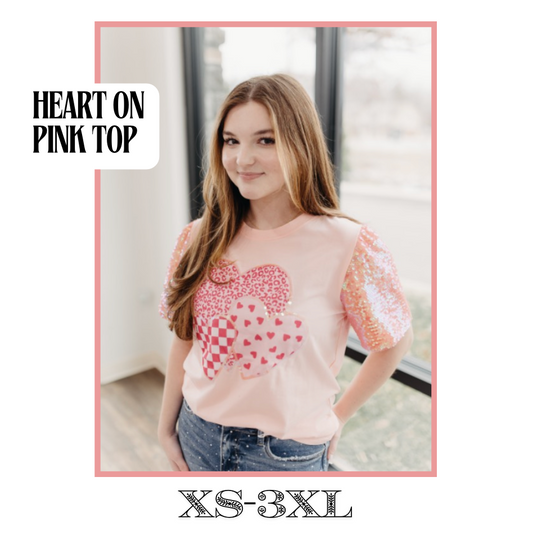 Heart on Pink Sequins Top