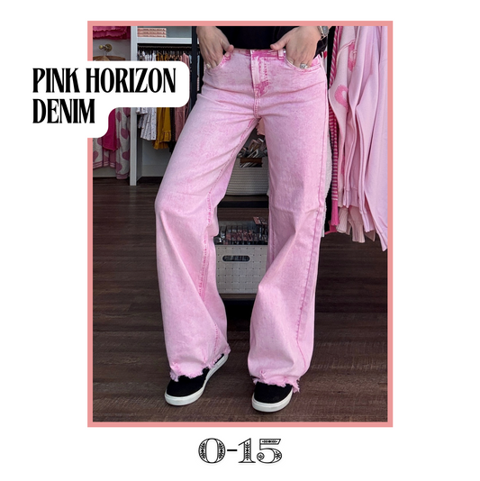 Pink Horizon Frayed Denim