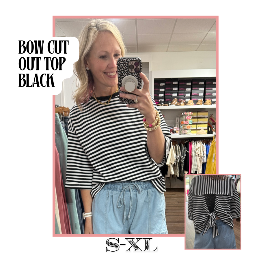 Bow Cut Out Top- Black