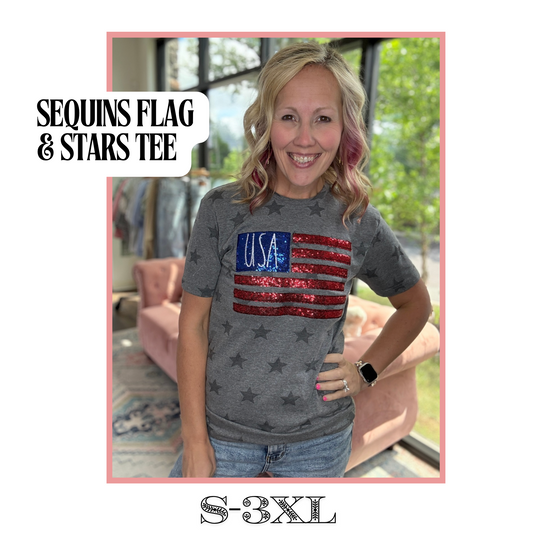 Sequin Flag & Stars Tee