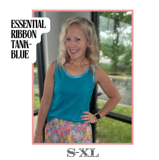 Essential Ribbon Tank- Blue