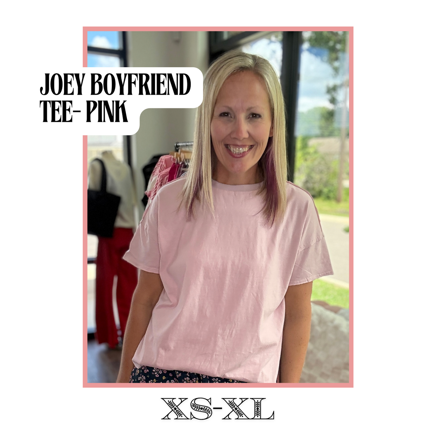 Joey Boyfriend Tee- Pink