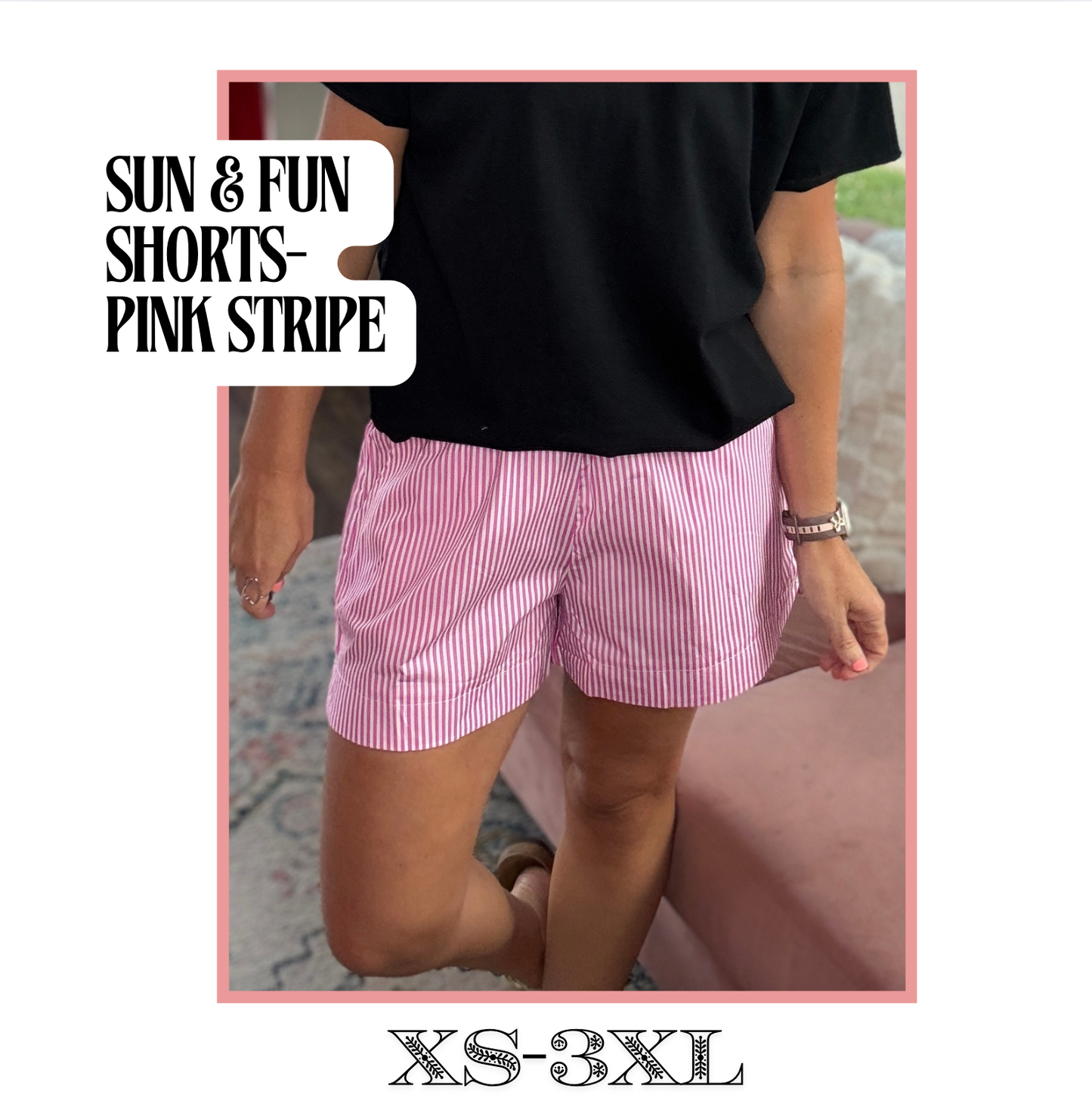 Sun & Fun Shorts- Pink Stripe