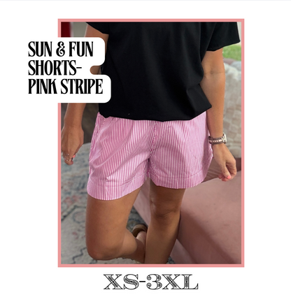 Sun & Fun Shorts- Pink Stripe