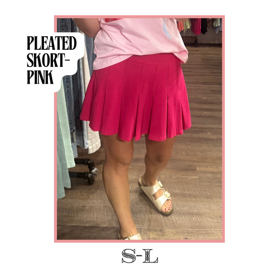 Pleated Active Skort- Hot Pink