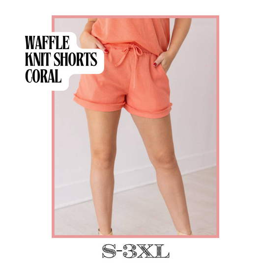 Knit Shorts- Coral