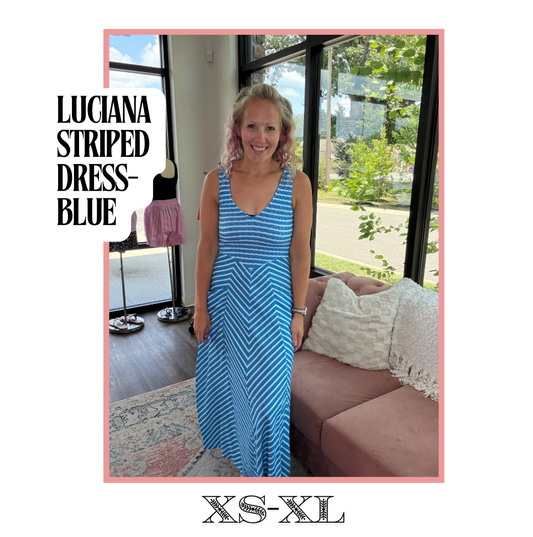 Luciana Striped Dress- Blue