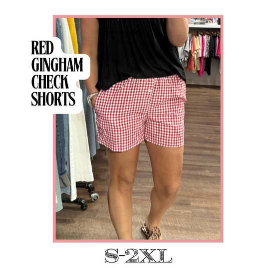 Red Gingham Check Shorts
