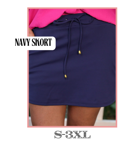 Solid Navy Skort