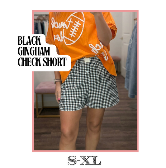 Black Gingham Check Short
