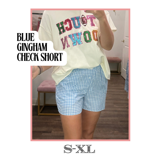 Blue Gingham Check Short