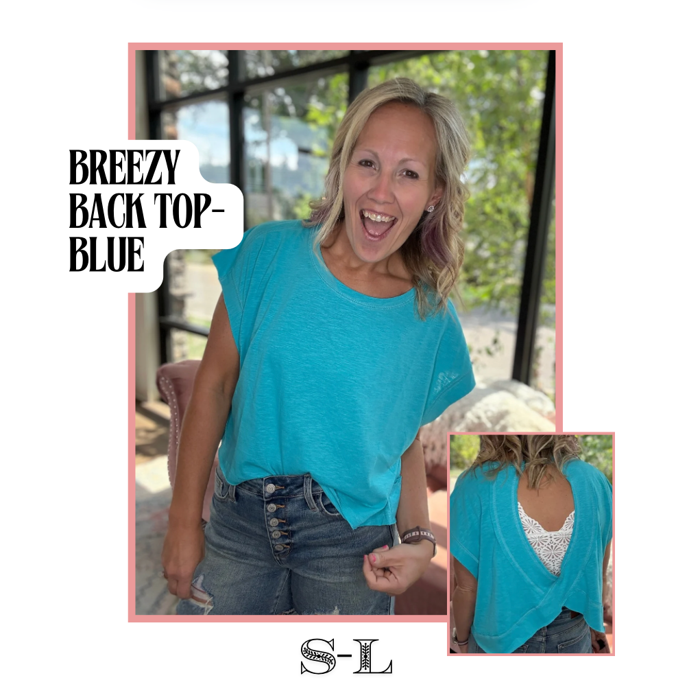Breezy Back Tee- Blue