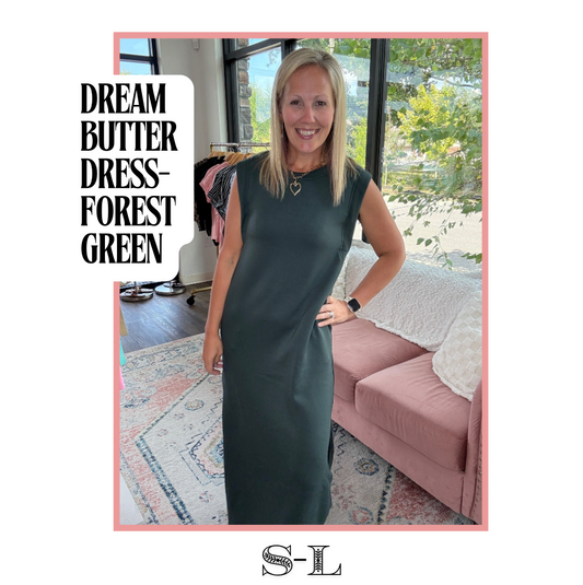 Dream Butter Knit Dress- Forest Green