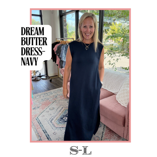 Dream Butter Knit Dress- Navy