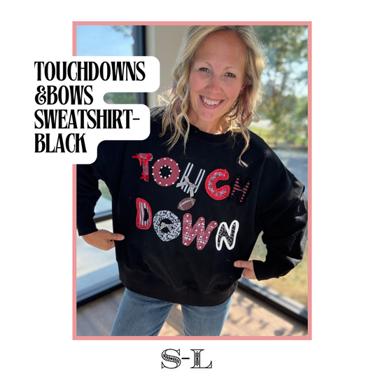 Touchdowns & Bows Sweatshirt- Black/Red