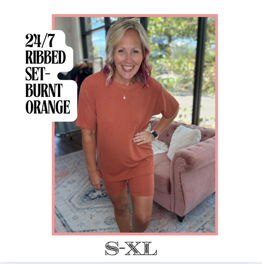 24/7 Ribbed Set - Burnt Orange