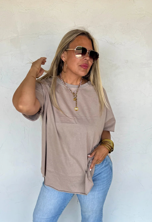 Joey Boyfriend Tee- Mocha