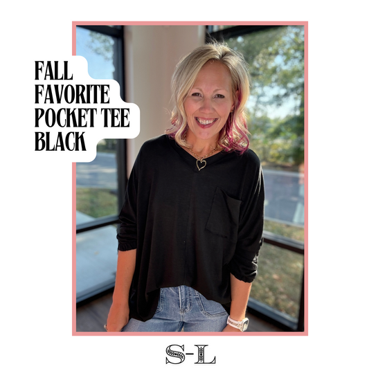 Fall Favorite Pocket Tee- Black