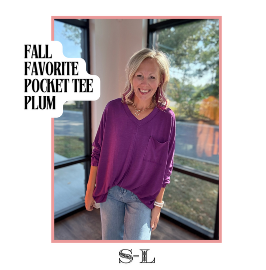 Fall Favorite Pocket Tee- Plum