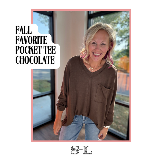 Fall Favorite Pocket Tee- Chocolate
