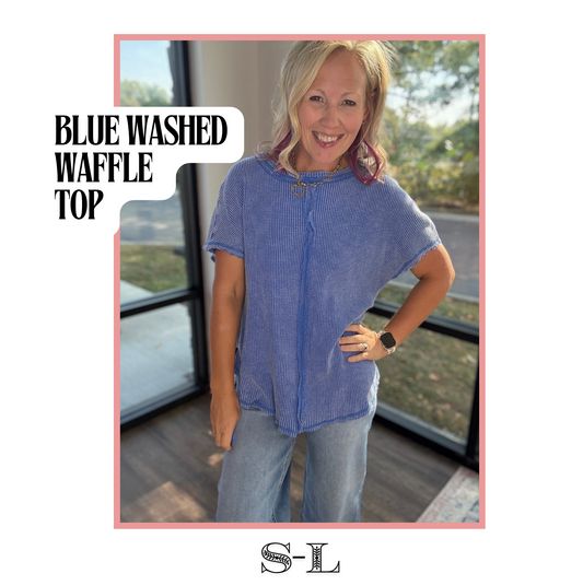 Blue Washed Waffle Top