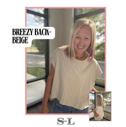 Breezy Back Tee- Beige