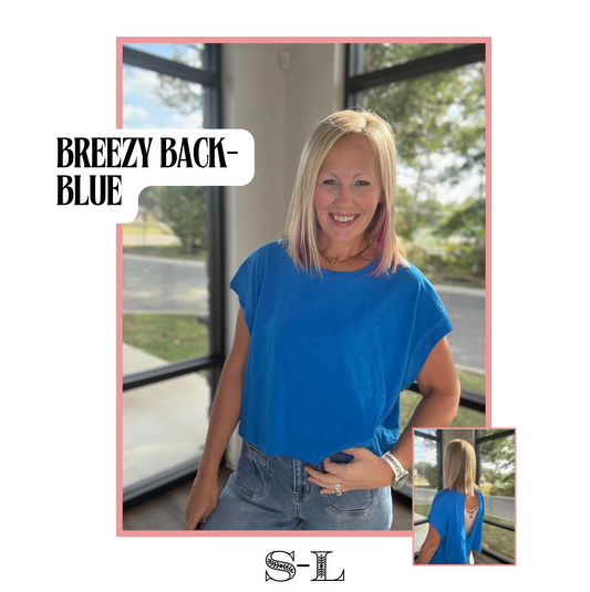 Breezy Back Tee- Blue