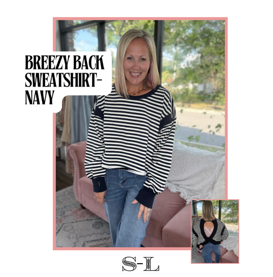 Breezy Back Sweatshirt- Navy