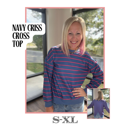 Navy & Stripe Criss Cross