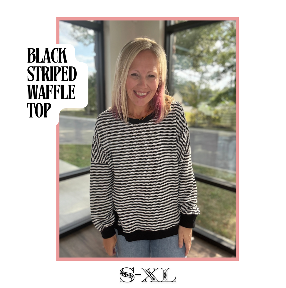 Black Stripe Waffle Top