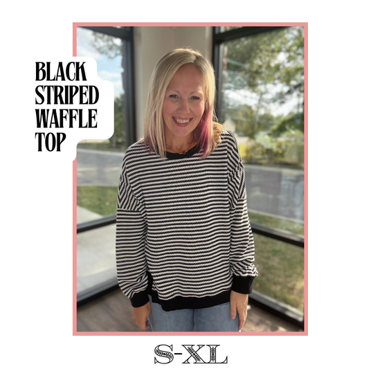 Black Stripe Waffle Top