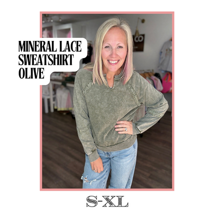 Mineral Lace Sweatshirt- Olive