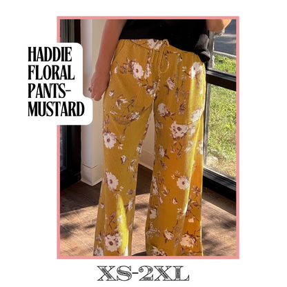 Haddie Floral Pants- Mustard