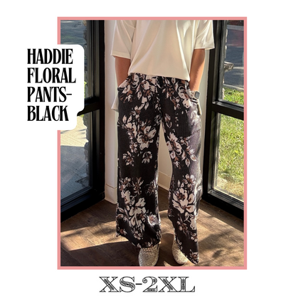 Haddie Floral Pants-Black