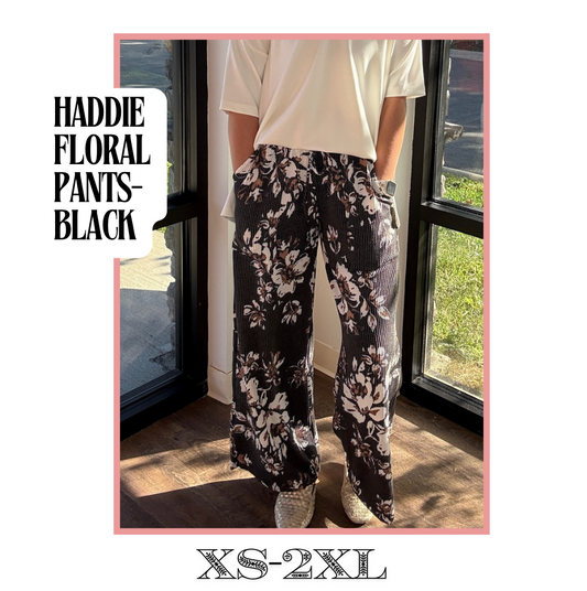 Haddie Floral Pants-Black