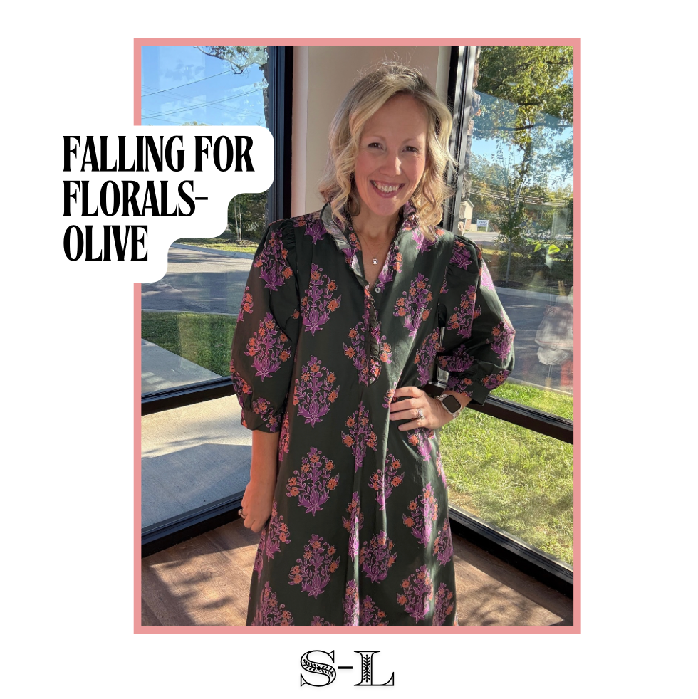Falling for Florals Dress- Olive