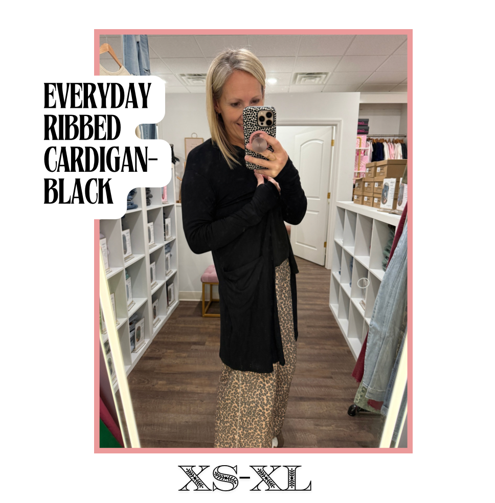 Everyday Ribbed Cardigan- Black