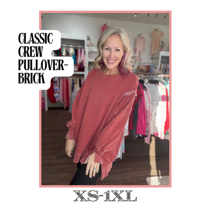 Classic Crew Pullover- Brick