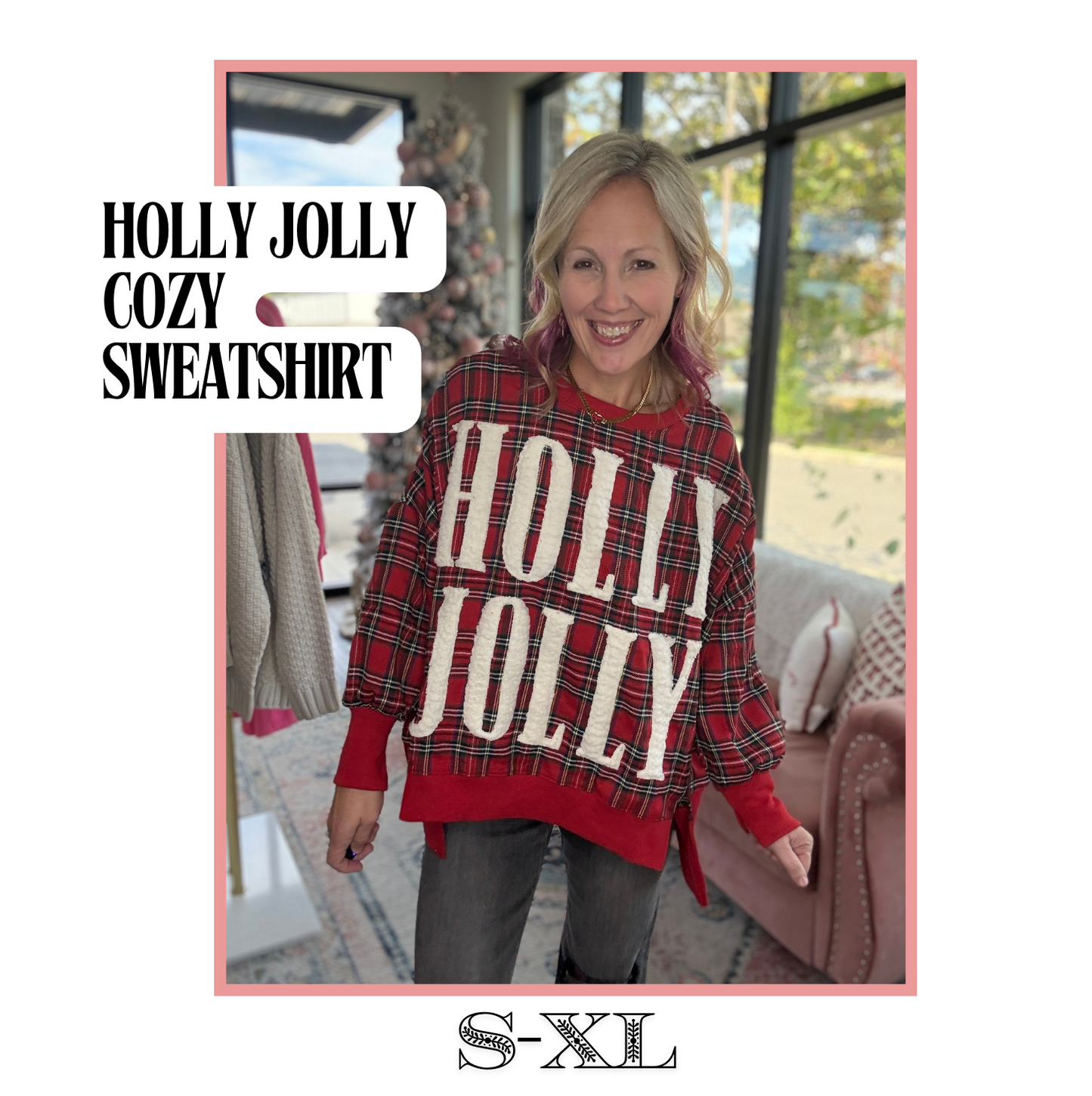 Holly Jolly Cozy Sweatshirt- Red