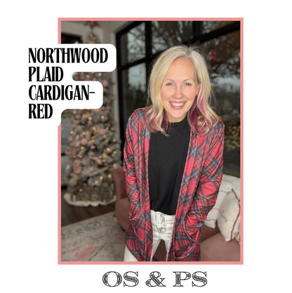 ❄️Northwood Plaid Cardigan- Red