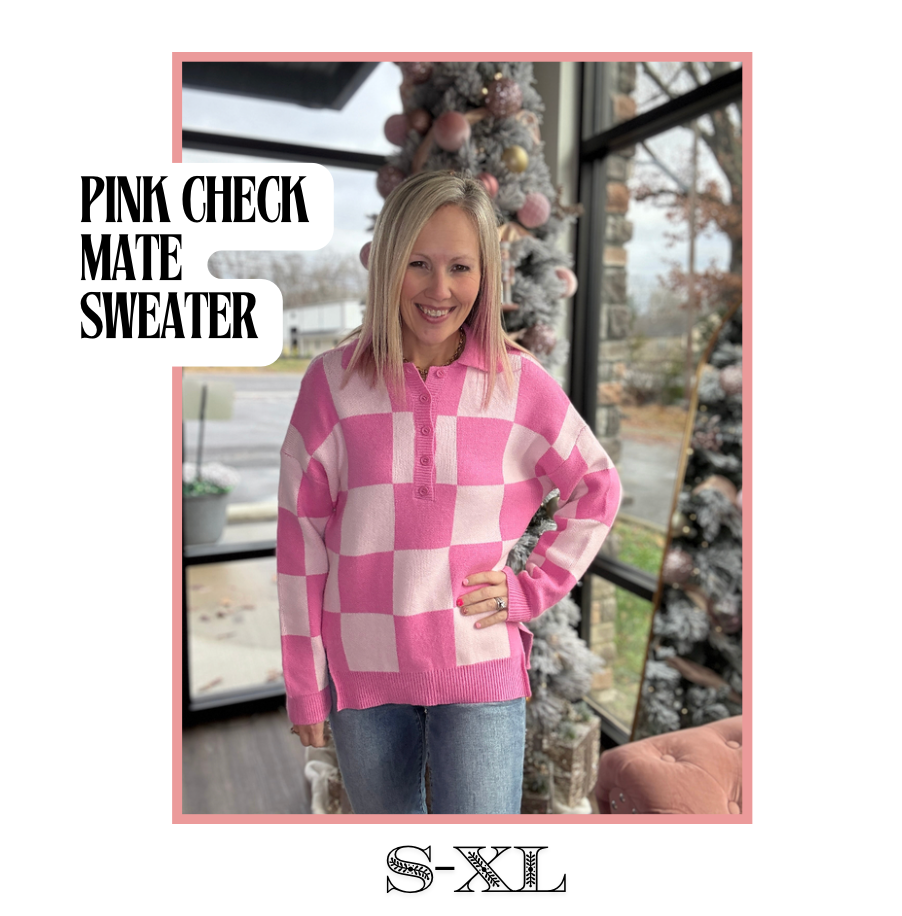 Pink Checkmate Sweater