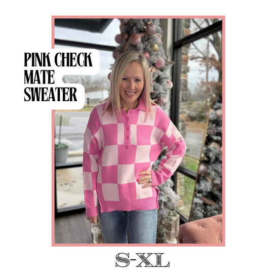 Pink Checkmate Sweater