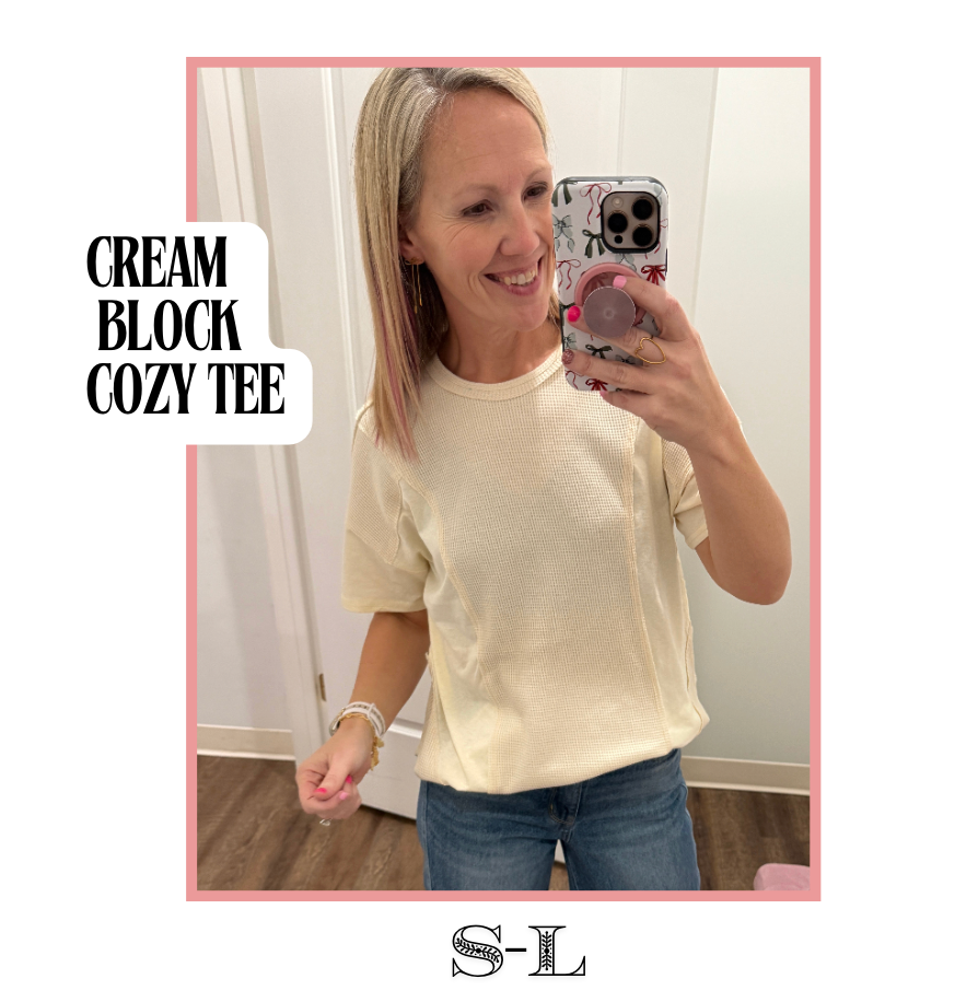 Cream Block Cozy Tee