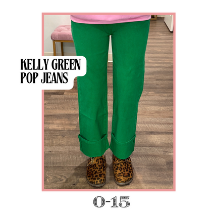 Kelly Green Pop Jeans