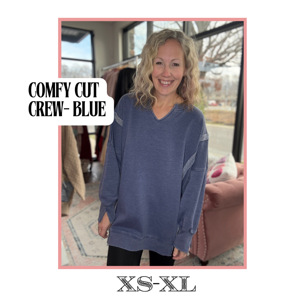Comfy Cut Crew- Blue