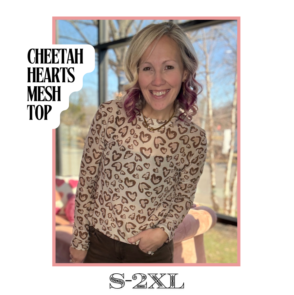 Cheetah Hearts Mesh Top